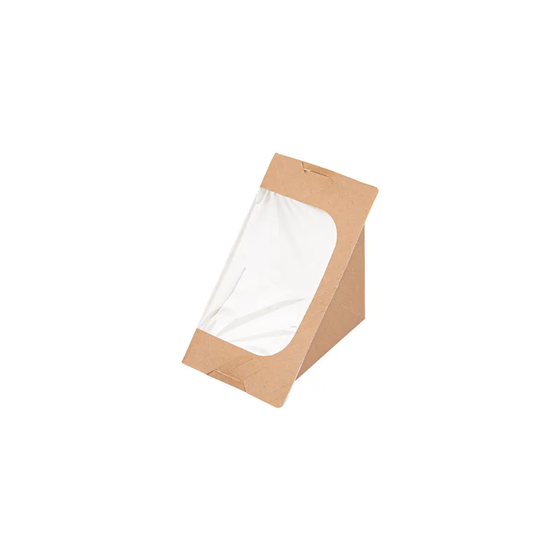 BOÎTES SANDWICH TRIPLE AVEC FENÊTRE THEPACK  12,4x12,4x8,3 CM NATUREL CARTON NANO-MICRO + OPP (500 UNITÉ)